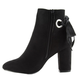 Botines tacón ancho con cinta la01p Negro 6