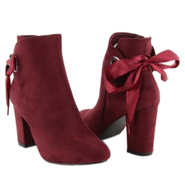 Botas tacón ancho con cinta la01p vino rojo 3