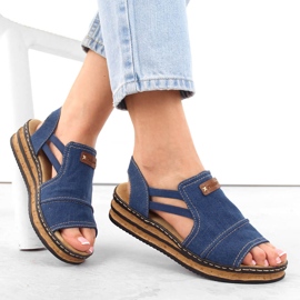 Sandalias mujer cómodas con plataforma jeans Rieker 62982-12 azul 1
