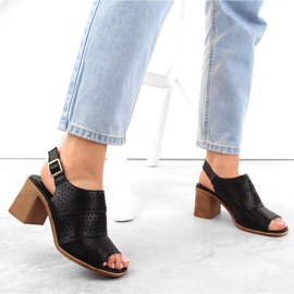 Sandalias mujer tacón calado negro Sergio Leone SK565 2
