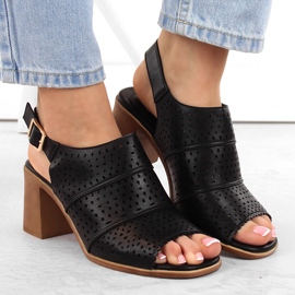 Sandalias mujer tacón calado negro Sergio Leone SK565 3