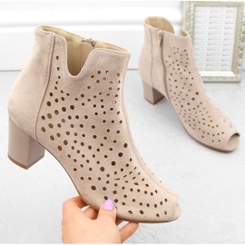 Botines mujer ante calado beige Jezzi ASA169-11 1
