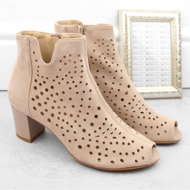 Botines mujer ante calado beige Jezzi ASA169-11 2