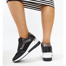 Deportivas cuña de mujer negras de Cross Jeans negro 4