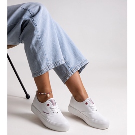 Zapatillas de mujer blancas con suela gruesa, Cross Jeans blanco 2