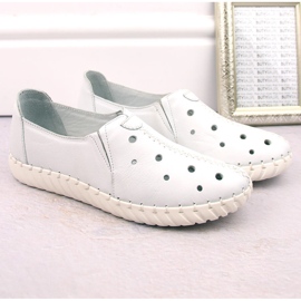 Zapato slip-on mujer piel calado blanco Artiker 54C0560 5