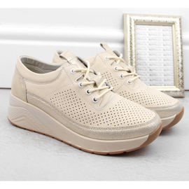 Deportivas de piel para mujer, deportivas cuña beige Artiker 54C1744 5