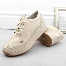 Deportivas de piel para mujer, deportivas cuña beige Artiker 54C1744 7
