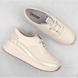 Deportivas de piel para mujer, deportivas cuña beige Artiker 54C1744 6