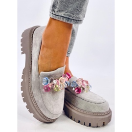 Mocasines con plataforma y cuentas Stefani Grey gris 2