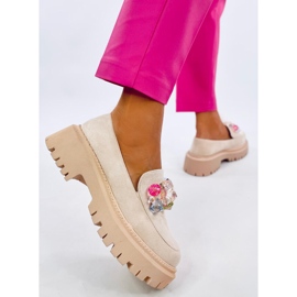 Stefani Mocasín plataforma beige con piedras 3