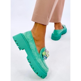 Mocasines con plataforma y piedras de Stefani Green verde 3