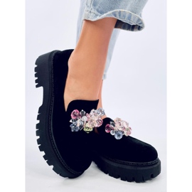Mocasines de plataforma con piedras de Stefani Black negro 3