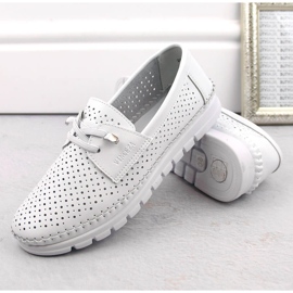 Zapato slip-on mujer piel calada blanco Vinceza 7872 7