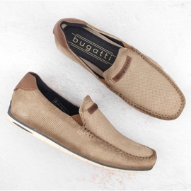 Zapatos de piel ante mocasines cómodos para hombre beige Bugatti NN153433 3