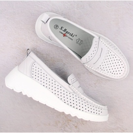 Zapatos cómodos de mujer en piel calada blanco S.Barski LR509 4