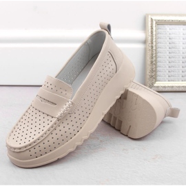 Zapatos cómodos mujer piel calada beige S.Barski LR509 3