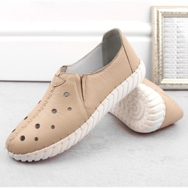 Zapato slip-on mujer piel calado beige Artiker 54C0561 6