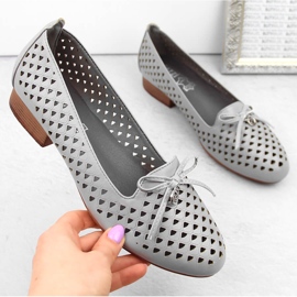 Zapatos de mujer de tacón bajo calados gris Jezzi ASA178-5 1