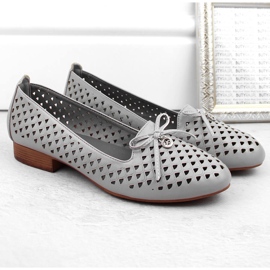 Zapatos de mujer de tacón bajo calados gris Jezzi ASA178-5 2