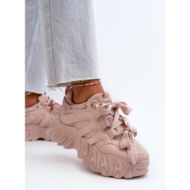 Zapatillas deportivas de mujer con suela gruesa, rosa Ellerai rosado 5