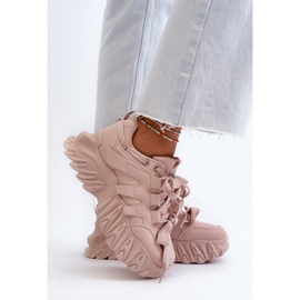 Zapatillas deportivas de mujer con suela gruesa, rosa Ellerai rosado 7