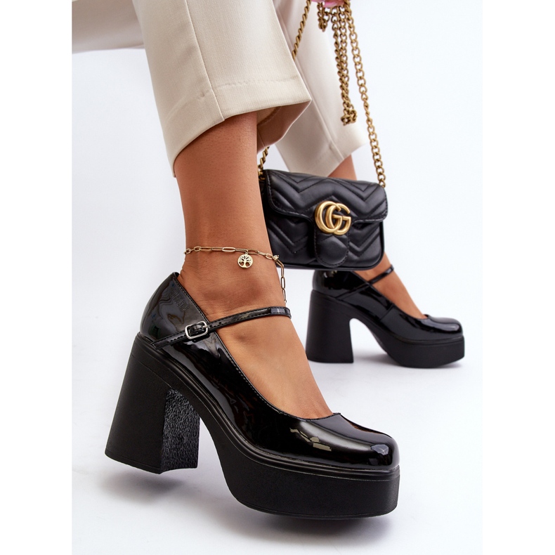 Zapatos Mujer Charol Con Plataforma Y Tacón Alto Big Star NN274004 Negro 2