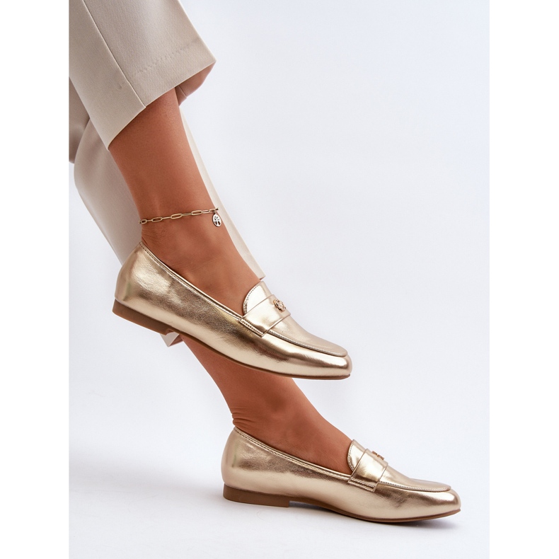 Mocasines de mujer con tacón plano Gold Sylvaine dorado 1