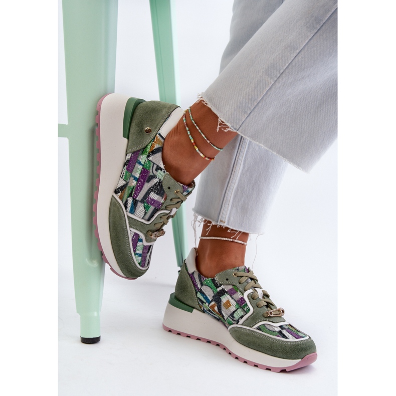 Zapatillas de Mujer de Piel con Plataforma Maciejka 06390-09 Celadon verde 1