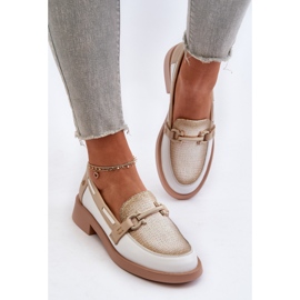 Mocasines de Piel Zapatos Mujer Maciejka 06493-11 Blanco y Beige 5
