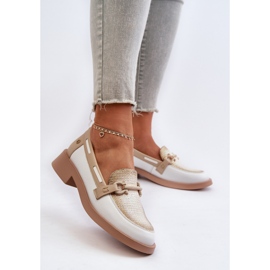 Mocasines de Piel Zapatos Mujer Maciejka 06493-11 Blanco y Beige 4