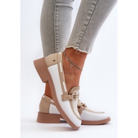 Mocasines de Piel Zapatos Mujer Maciejka 06493-11 Blanco y Beige 7