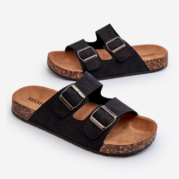 Chanclas de hombre con suela de corcho, Negro Rosawia 1