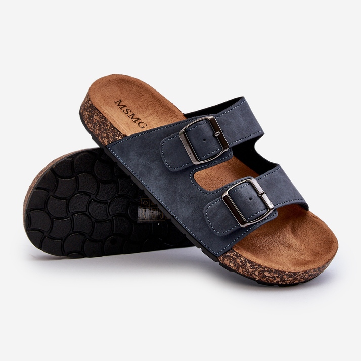 Chanclas de hombre con suela de corcho, azul marino Rosawia 2 Chanclas de hombre con suela de corcho, azul marino Rosawia 2