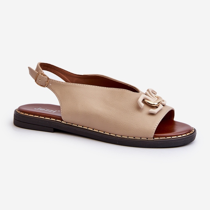 Sandalias De Mujer Tacón Plano Con Decoración, Beige Loraeleh 1
