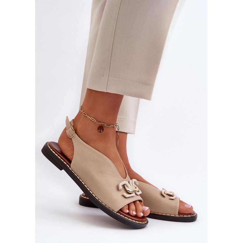 Sandalias De Mujer Tacón Plano Con Decoración, Beige Loraeleh 2