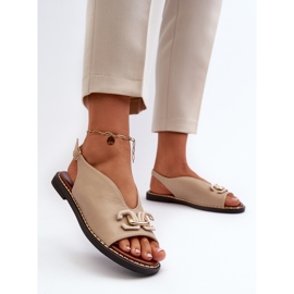 Sandalias De Mujer Tacón Plano Con Decoración, Beige Loraeleh 3