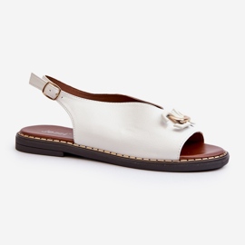 Sandalias De Mujer Tacón Plano Con Decoración, Blanco Loraeleh 1