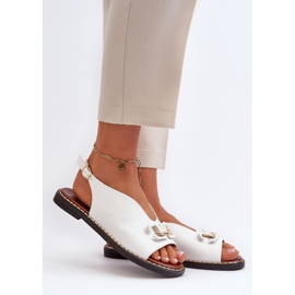 Sandalias De Mujer Tacón Plano Con Decoración, Blanco Loraeleh 2