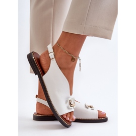 Sandalias De Mujer Tacón Plano Con Decoración, Blanco Loraeleh 4