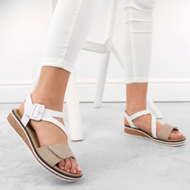 Sandalias combi mujer cómodas con velcro Rieker V3660-60 blanco 10