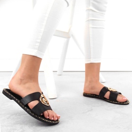 Chanclas de mujer negras con tacón bajo Potocki 08302 negro 2