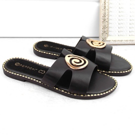 Chanclas de mujer negras con tacón bajo Potocki 08302 negro 5