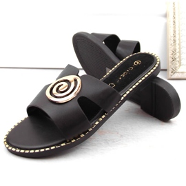 Chanclas de mujer negras con tacón bajo Potocki 08302 negro 6