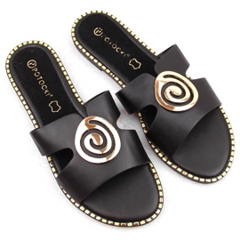 Chanclas de mujer negras con tacón bajo Potocki 08302 negro 7