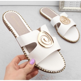 Chanclas de mujer tacón bajo blancas Potocki 08302 blanco 1