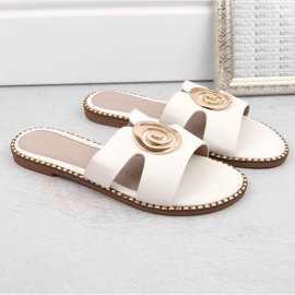 Chanclas de mujer tacón bajo blancas Potocki 08302 blanco 2