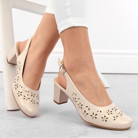 Sandalias mujer calado completo beige perla Sergio Leone SK179 1