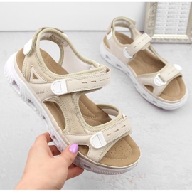 Sandalias mujer cómodas velcro beige Rieker 64074-60 12