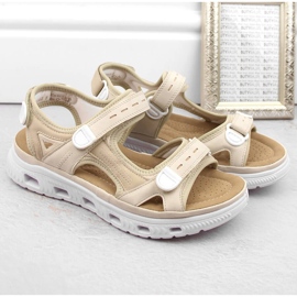 Sandalias mujer cómodas velcro beige Rieker 64074-60 13